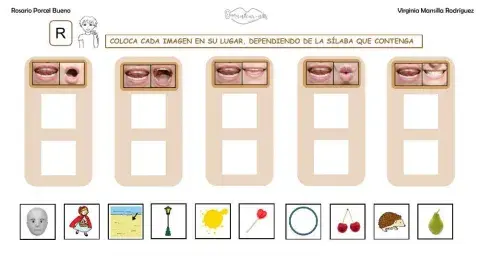 Clasificar sílabas con sonido R en palabras, con articulemas.