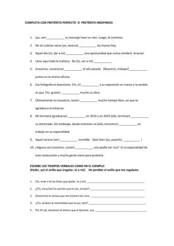 A2. p. perfecto - indefinido II