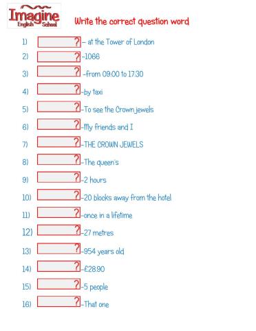 Write the correct wh word