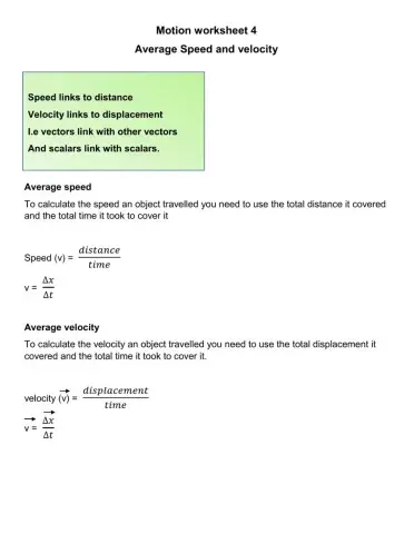 Motion worksheet 4