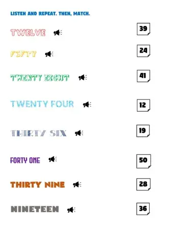 Listen and repeat. Then, match.