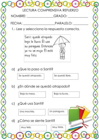 Refuerzo lectura comprensiva