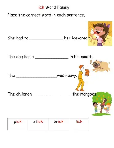 Ick Word Family
