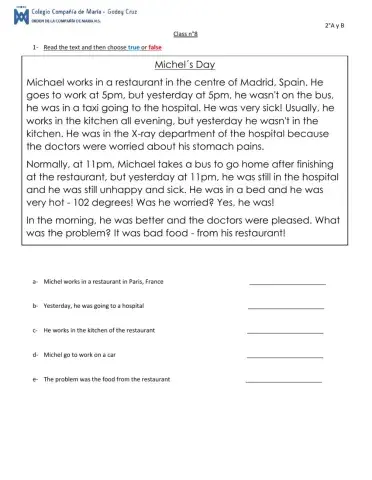 Was and Were - Reading