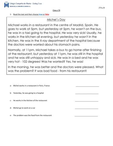 Was and Were - Reading