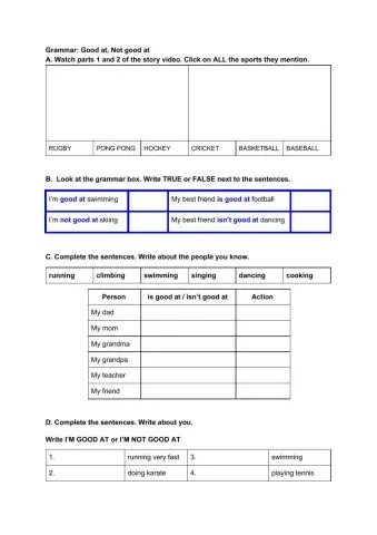 Grammar: I'm good at, I'm not good at