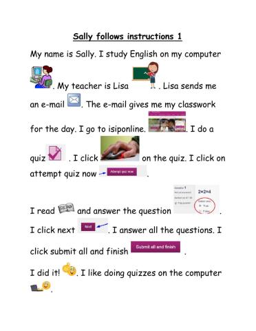 Story: Sally follows instructions 1