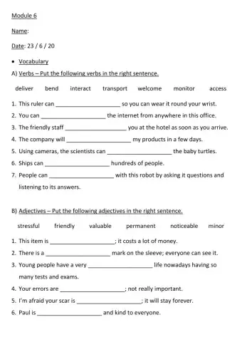Module 6 (Vocabulary & Reported Speech)