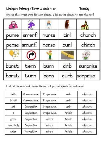 Term 2 Week 9 English Tuesday ur klank