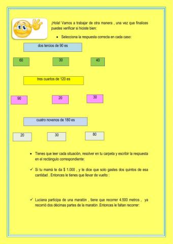 Fraccion de un numero entero
