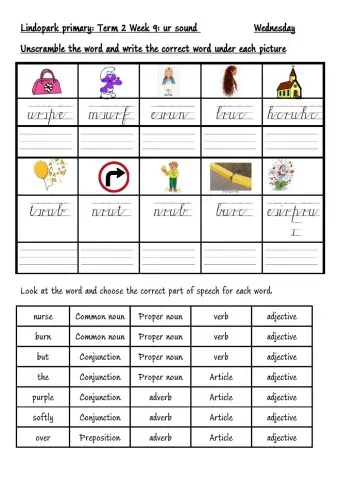 Term 2 Week 9 English Wednesday ur sound