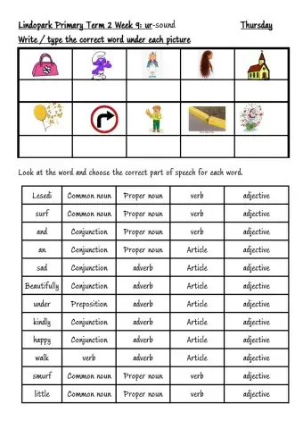 Term 2 Week 9 English Thursday ur phonic