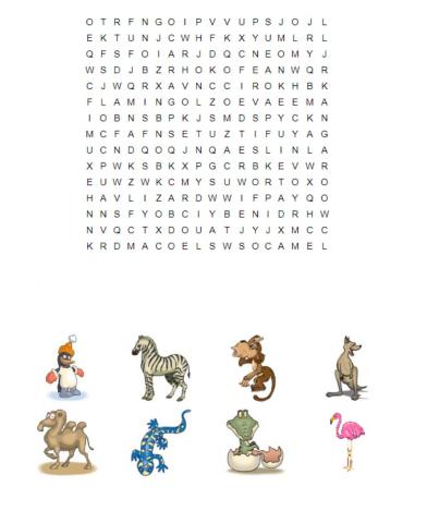 Zoo Animals Wordsearch