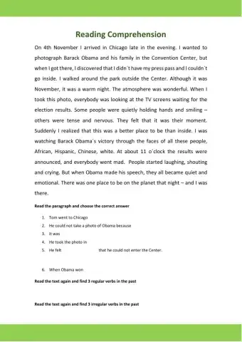 Reading Comprehension (Past Continuous)