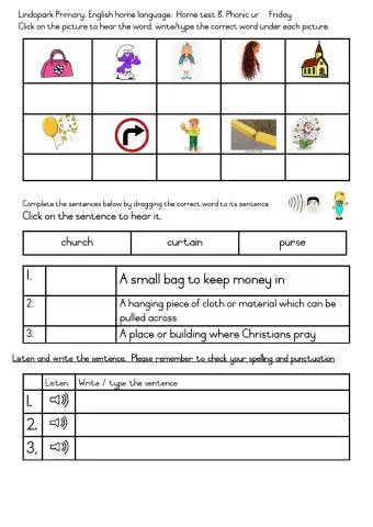 Term 2 Week 9 English Home test: Friday