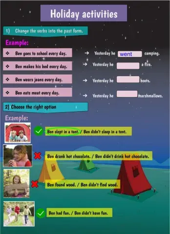 Holiday Activities Past Simple