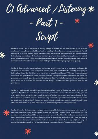 C1 Advanced - Listening part 1 - script