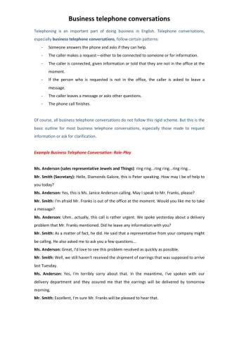 Business telephone conversations