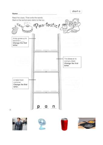 Phonics - Word Ladder - short A-1 with pictures