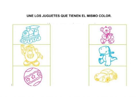 Une los dibujos que tienen el mismo color