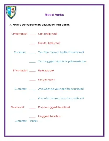 Modal verbs: pick conversation