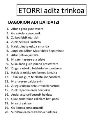 Etorri aditz trinkoa