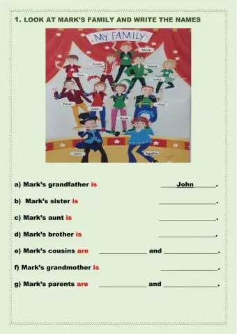 Write the names and Complete the sentences