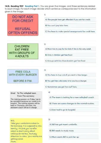 14.El. Reading test Pet fs B1