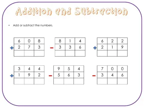Addition and subtraction