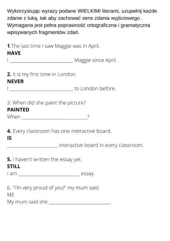 Transformacje ze słowem kluczem