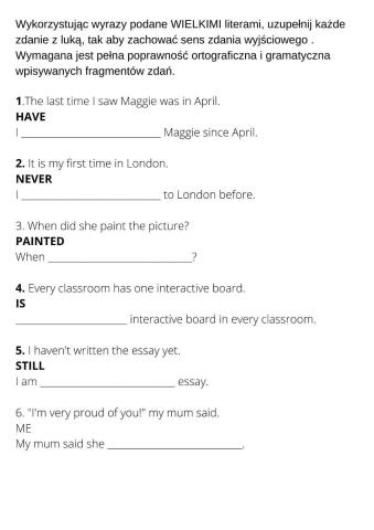 Transformacje ze słowem kluczem