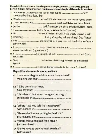 Tenses reported speech linking words conditionals passive voice