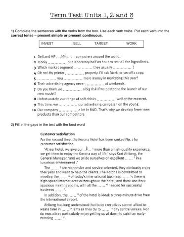 Market Leader Intermediate Test 1-3