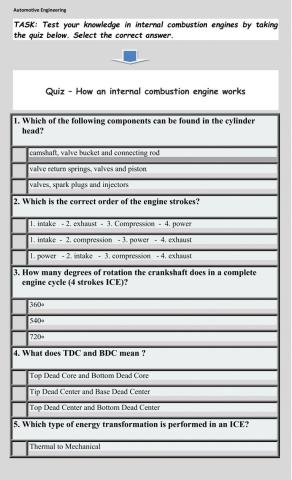 ICE Components & Systems - Quiz