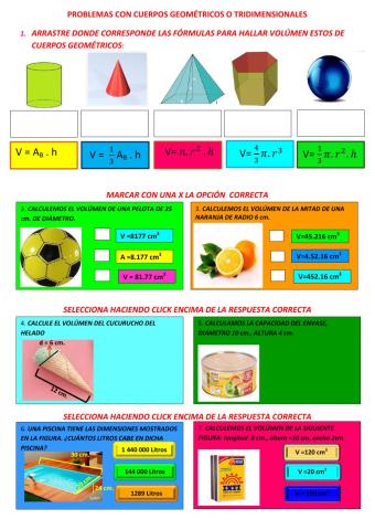 Problemas de cuerpos geométricos divertidos