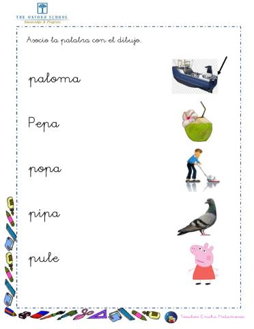 Asocie palabras con p, m, l, s