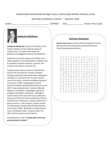 Beethoven Reading Comprehension