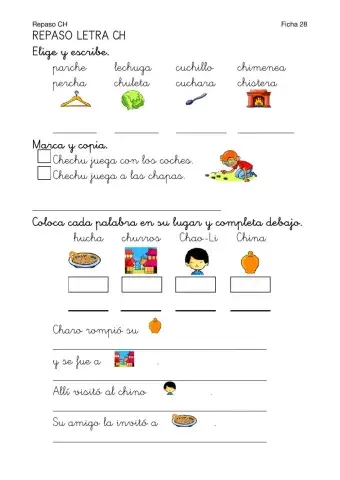 Lectoescritura-Ficha 28-Repaso CH