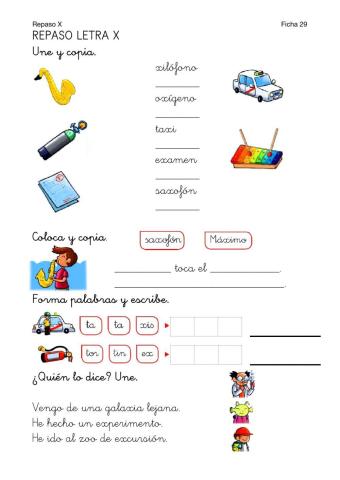 Lectoescritura-Ficha 29-Repaso X