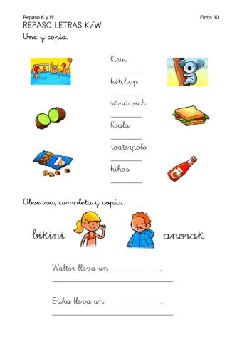 Lectoescritura-Ficha 30-Repaso K W