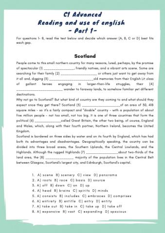 C1 Advanced - Reading and use of english - PART 1