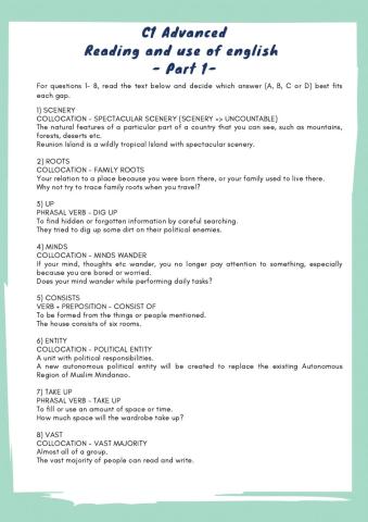 C1 Advanced - Reading and use of english - PART 1