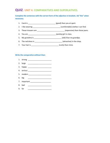 Comparatives and superlatives