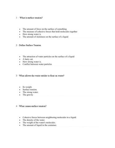 Surface Tension of Water