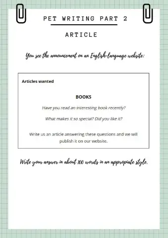 B1 PET writing - part 2 - article