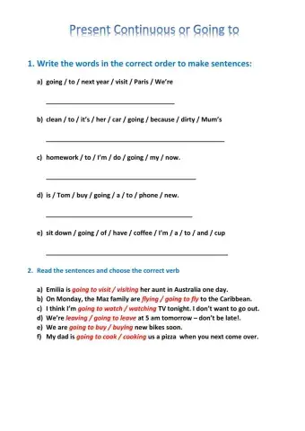 Present Continuous vs Going to