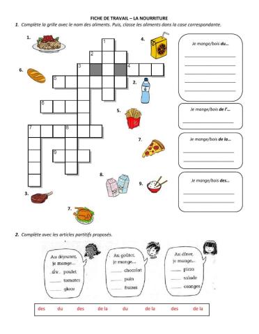 Mots croisés de la nourriture