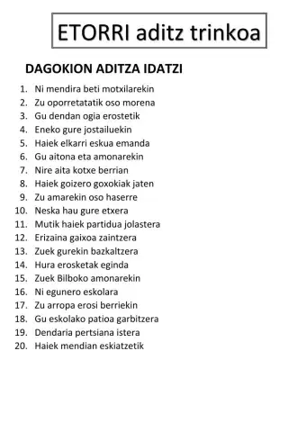 Etorri aditz trinkoa