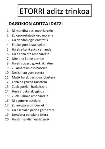 Etorri aditz trinkoa