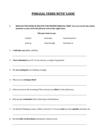 Phasal Verbs with Look